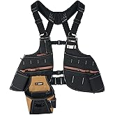 KUNN Leather Tool Vest for Men – Adjustable 37-Pocket Work Vest for Electricians, Carpenters, and Construction Workers