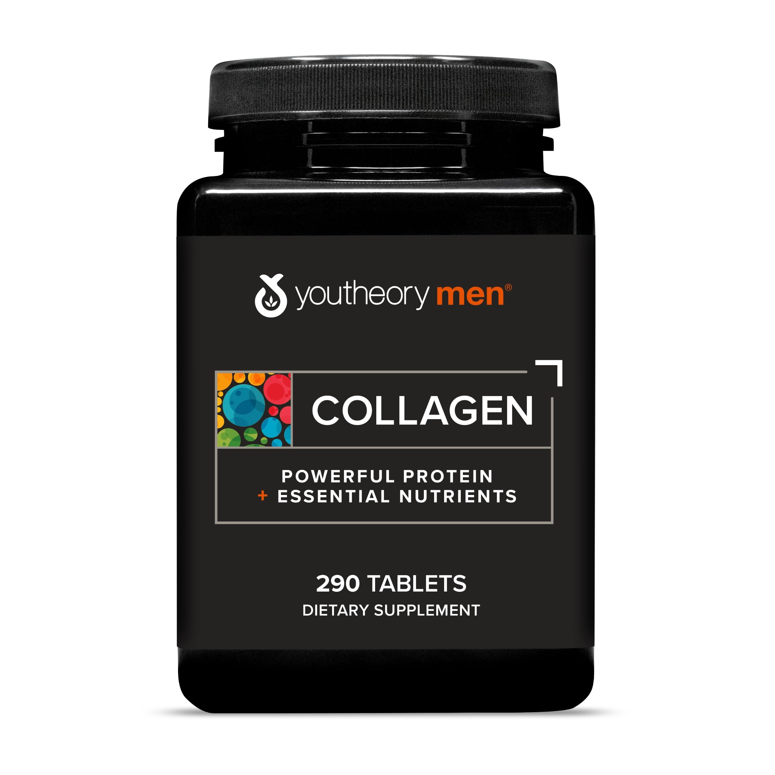 Youtheory Men's Collagen - 5,000 mg Collagen - Daily Supplement for Men - for Hair & Skin Support* - Gluten, Soy & Dairy Free - 290 Tablets