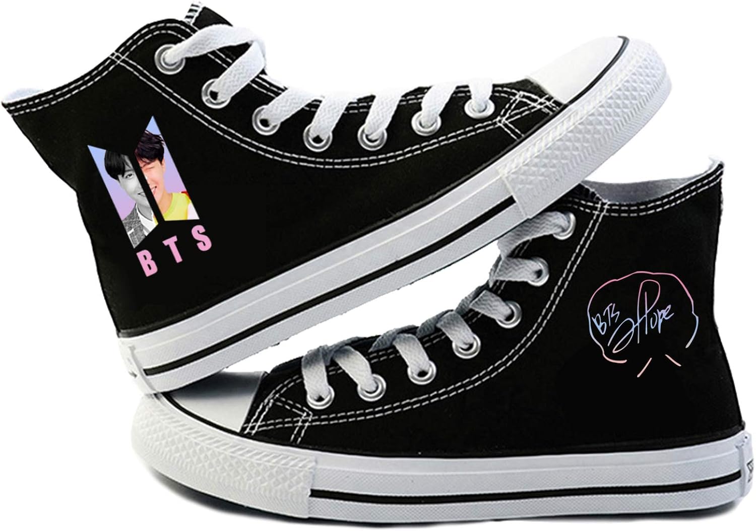 DHSPKN Kpop Shoes High Top Sneakers Jungkook Jimin Suga V Rap Monster Signature Canvas Shoes : Clothing