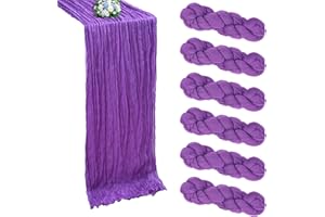 RestfulGlow 6 Pack Purple Cheesecloth Table Runner 10FT Boho Cheese Cloths Gauze Fabric Table Runners 120 Inch Rustic Sheer for Wedding Birthday Party Baby Shower Centerpiece Home Decorations