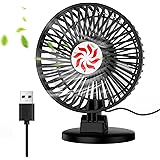 HZD USB Desk Fan, Mini Fan, Portable Quiet 3 Speeds Desktop Table Cooling Fan in Single Button, Rotation Strong Wind, Adjustm