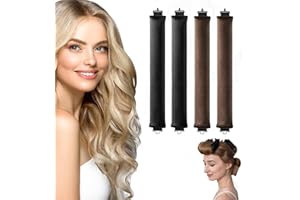 LYZAILHB Heatless Hair Curler,Overnight Heatless Curls Blowout Rods Headband for All Hair Types,Flexi Rods with Hook,No Heat Curls to Sleep for Curl Rods,Women Long Hair Styling Tools (4PC,Brown,Black)
