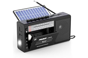 PRUNUS J-360 Cassette Tape Player Boombox with Solar/Rechargeable Battery Operated,AM FM Portable Radio,Bluetooth Tape Player