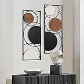 Oakrain 2 PCS Metal Wall Art for Home Decor, Large Abstract Wall Décor with Frame, Modern Minimalist Black and White Wall Scu