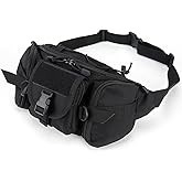 Fooletu Tactical Military Waist Bag Pack 5L Men's Fanny Pack with Adjustable Waist Belt,for Travel Running Hiking Workout Outdoors Sport Fishing Waist Pack Bag(D005-black)