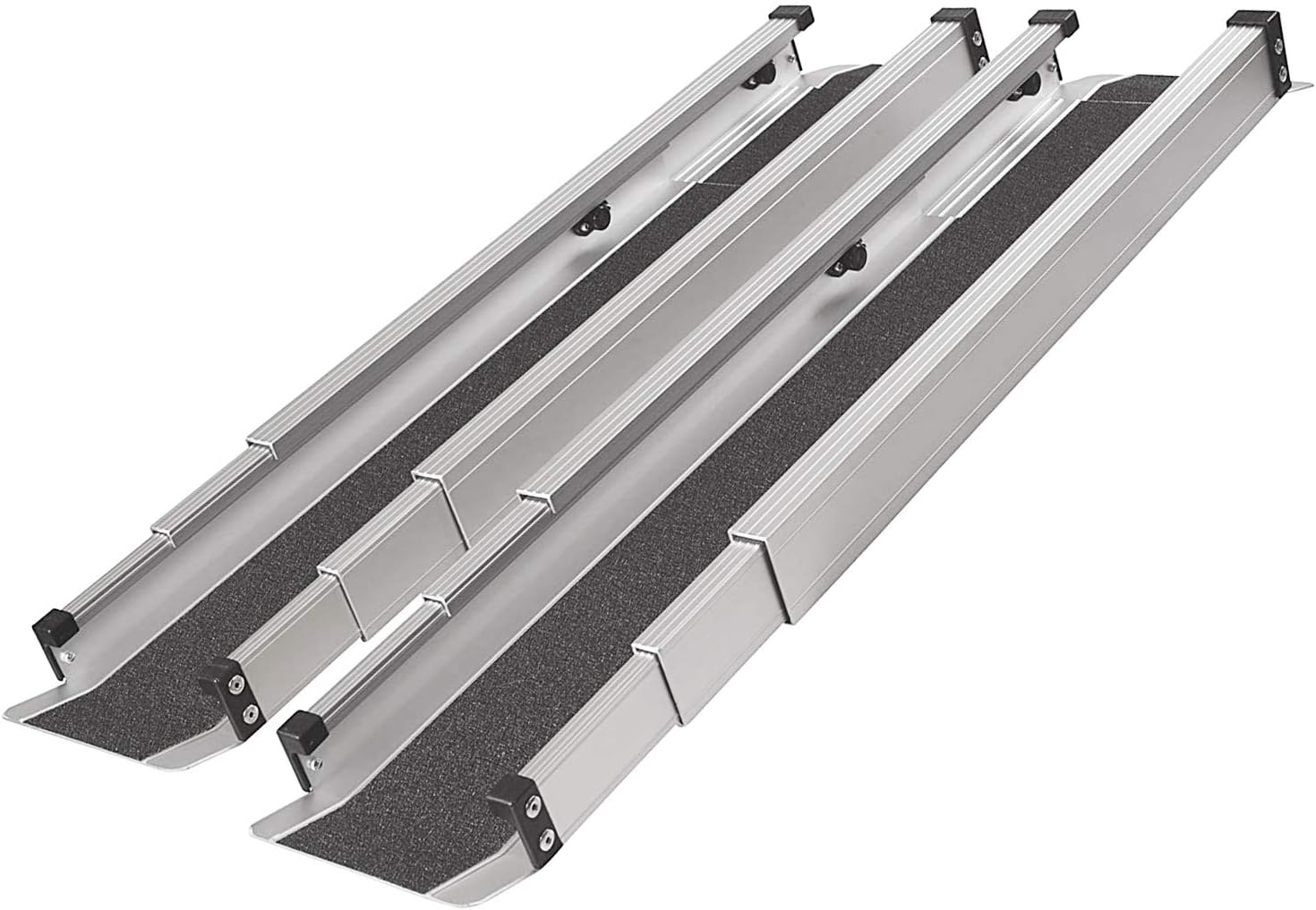 MABIS DMI Healthcare Portable Wheelchair Ramp/Threashold Ramp, Adjustable, Telescoping, Retractable, and Lightweight Loading Ramp with Cover, Silver: Health & Personal Care