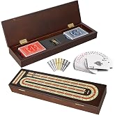 BIVOMON Cribbage Board Game Set Continuous 3 Track Wooden Board with Magnetic Lock, 9 Metal Pegs, 2 Playing Cards, Large Storage Area, Travel Portable Travel Cribbage Boards for Adult Child