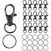 YHYZ Black Keychain Key Chain Rings Clips Bulk (60pcs, Small), Swivel Lanyard Snap Hooks (32mm) X 30pcs + Key Rings X 30pcs, for Keychain Crafts Resin Projects, Lanyard, Bag, Purse,Tag