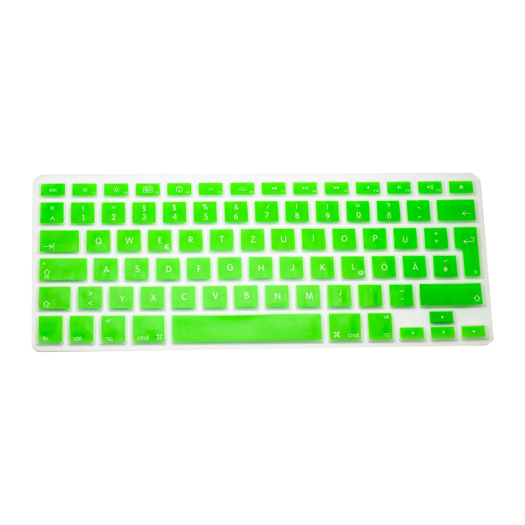MiNGFi German QWERTZ Silicone Keyboard Cover for MacBook Pro/Air (2008-2015) Model A1278 A1286 A1369 A1398 A1425 A1466 A1502 EU/ISO Keyboard layout - Green