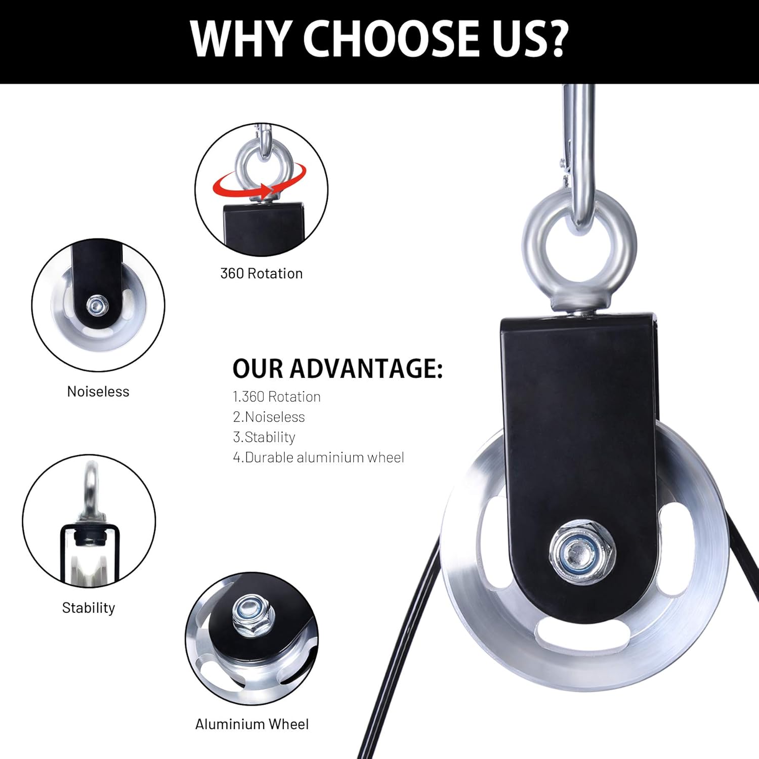 TIXTEM LAT Pull Down Machine Attachment Cable Pulley System Gym Tricep Rope Bar Workout,Biceps,Arm,Shoulders Exercise for Home Strength Training Fitness Equipment (3 Handles Pulley System): Sports & Outdoors