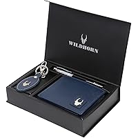 WildHorn® RFID Protected Genuine High Quality Leather Wallet,Keychain & Pen Combo for Men
