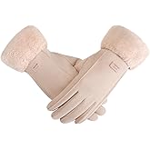 Clothirily Winter Gloves for Women - Touch Screen Thermal Lining Warm Gloves for Cold Weather, Soft Fleece Elastic Glove Cuff