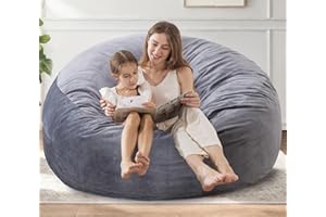 EDUJIN [Removable Outer Cover] 3 ft Medium Bean Bag Chair: 3' Memory Foam Bean Bag Chairs for Adults with Filling,Bean Bags with Washable Velvet Cover,Soft Bean Bag Sofa for Teens,3 Foot,Dark Gray