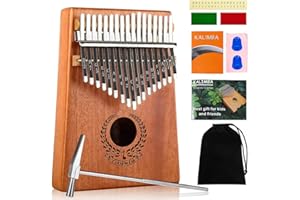 LAQULA Kalimba Thumb Piano 17 Keys - Portable Mbira Sanza Finger Piano Professional Musical Instrument w/Flannelette Bag, Study Instruction, Tuning Hammer Gifts for Kids Adults Beginners