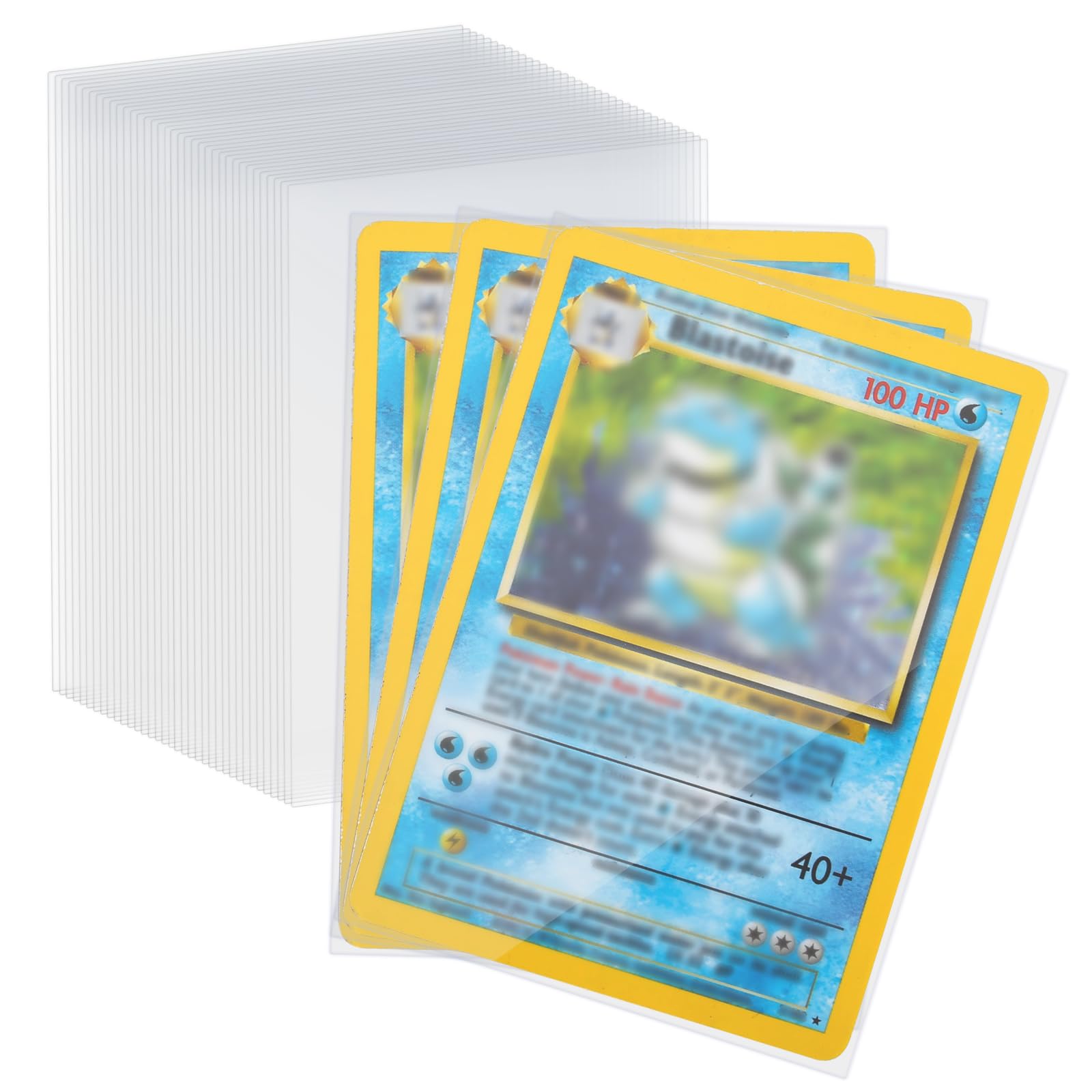 Pack of 100 Trading Card Sleeves, 66 x 92 mm 0.1mm Thickening Card Sleeves, Transparent Trading Card Accessories for Trading Cards, Pokemon Sports Cards
