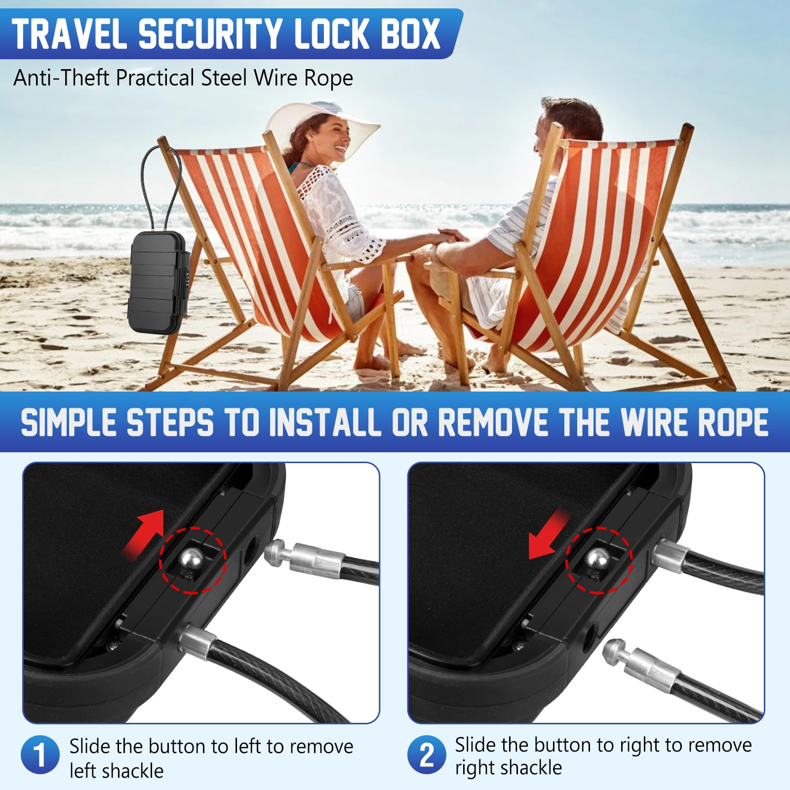 Mua Portable Travel Safe Lock Box 4-Digit Combination Mini Safe Box ...
