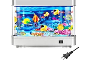 7CDXD Fake Motion Fish Tank Mini Aquarium,Artificial Aquarium Decorations,Artificial Tropical Fish Decorative,Virtual Ocean Moving Fish lamp for Bedroom Office Décor,Gift for 𝐤𝐢𝐝𝐬 and Cat