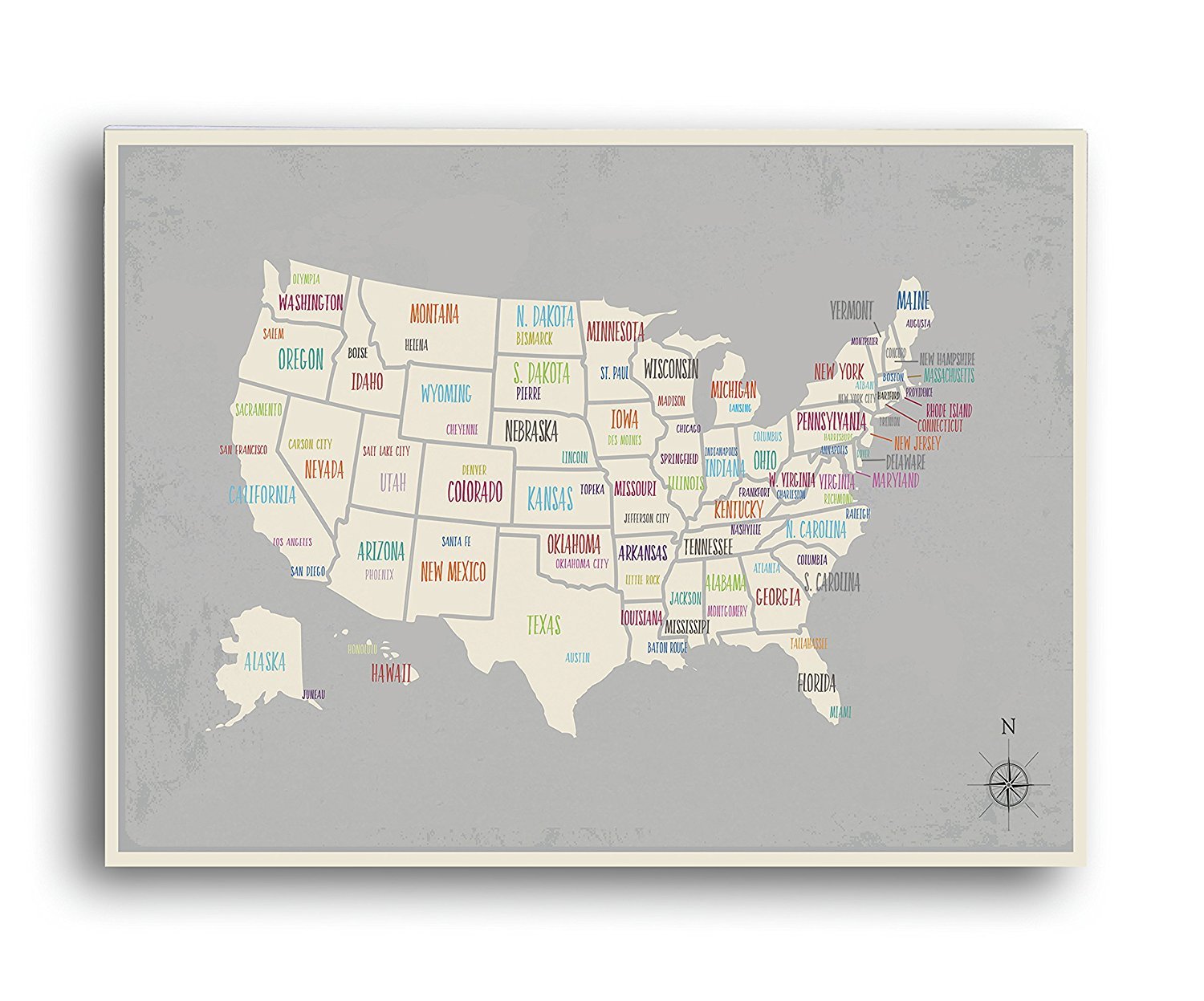 Capital Cities Kid's USA Wall Map Children's Room Decor Children Inspire Design Gender Neutral