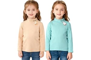 HSTiSan Boys Girls 2-Pack Thermal T-Shirts Half Collar Undershirts Soft Tee Tops Kids Warm Underwear 12Months-10Years