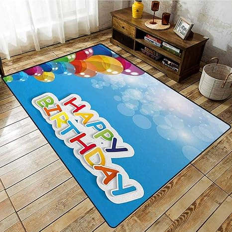 Alfombrilla de área Grande, Globos Vibrantes de cumpleaños en el Cielo