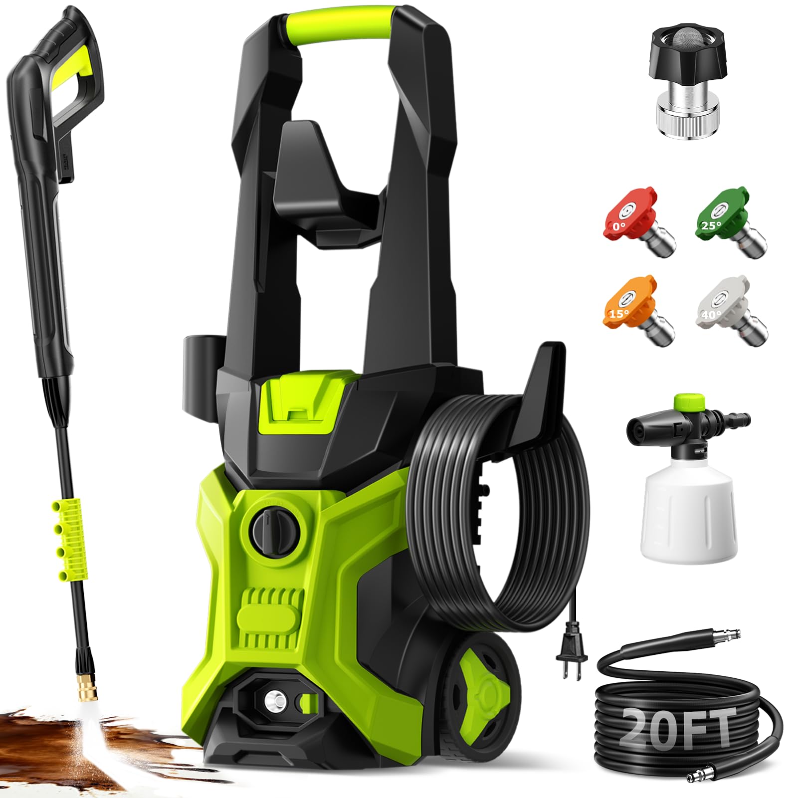 Photo 1 of ***POSSIBLY FOR PARTS/ MISSING PIECES*** Electric Pressure Washer - 2.5 GPM Portable Lightweight Power Washer, 4 Quick-Connect Nozzles & Adjustable Soap Tank Pressure Washers for Cars, Driveways, Patios, Fences, Decks, Facade, Home Cleaning