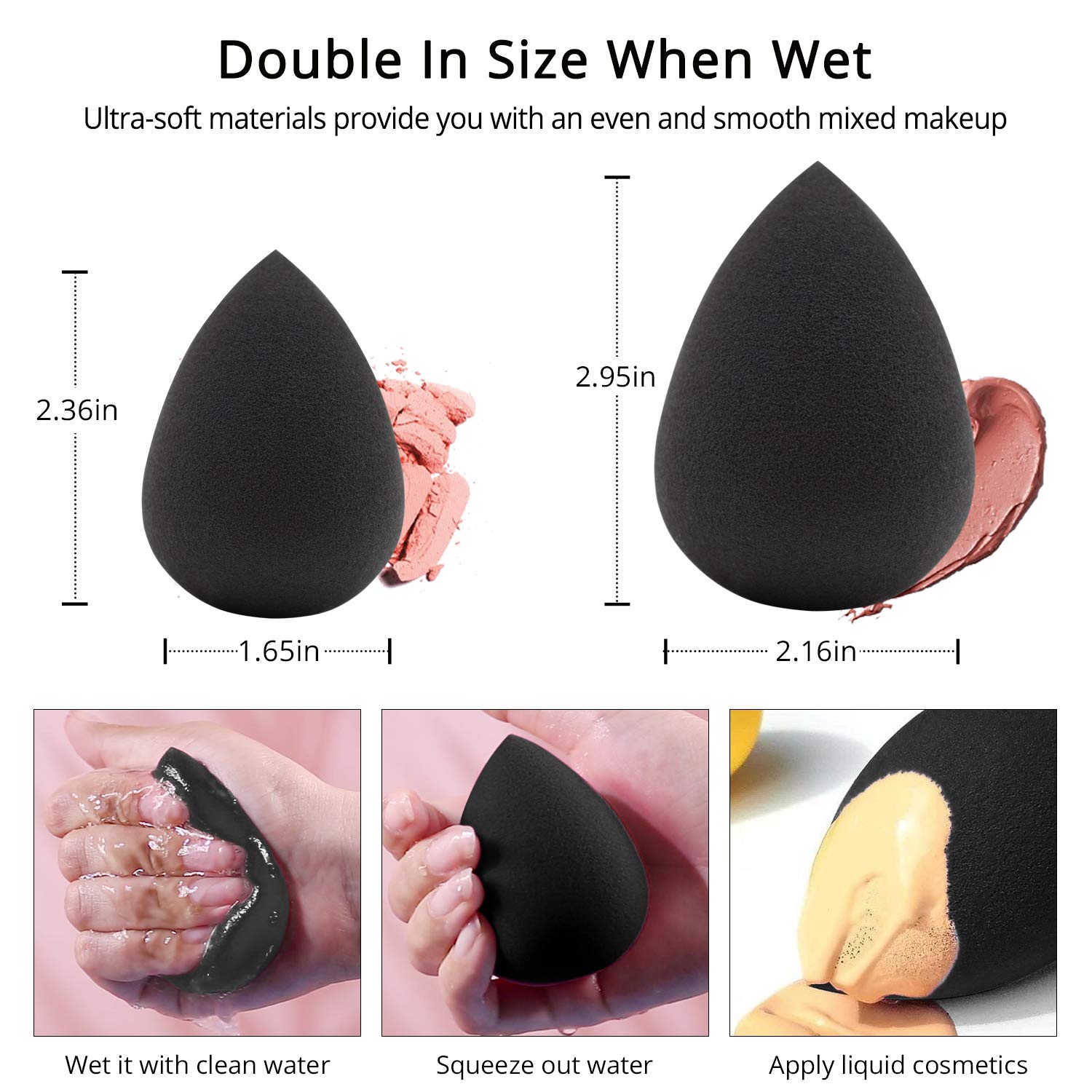 BEAKEY Makeup Sponge, 10 Pcs Latex-free and Vegan Makeup Blender Beauty Sponge, Flawless for Cream, Liquid Foundation & Powder Application (Orange & Black) : Beauty