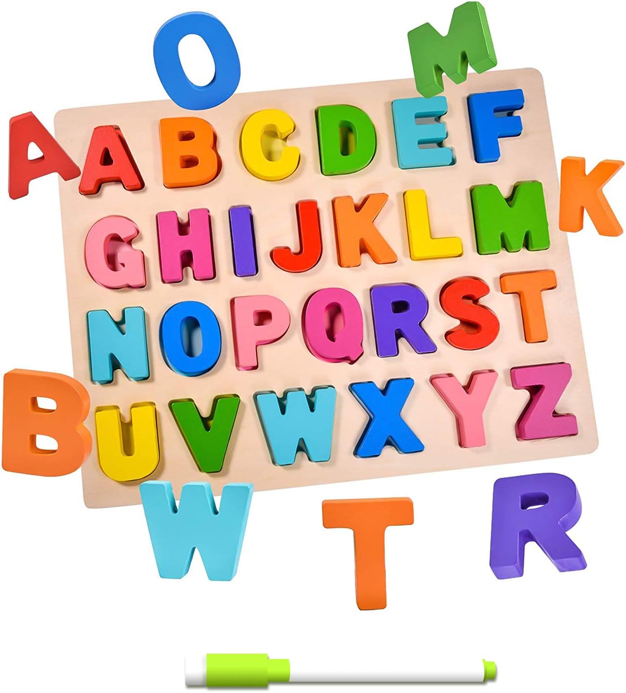 Wooden Puzzles for Toddlers, Wooden Alphabet Puzzles for Toddlers, ABC Wooden Puzzles, Educational Learning Puzzle for Kids Girls and Boys Gifts (Alphabet): Toys & Games