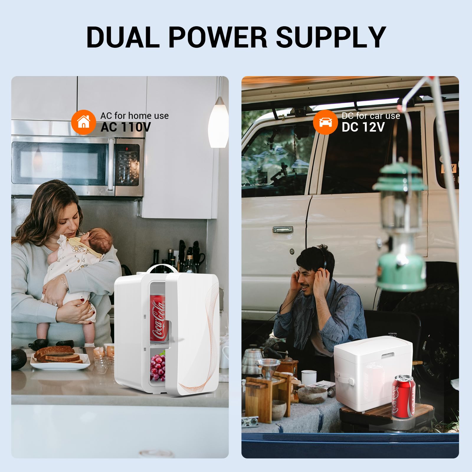 SUAVO Mini Fridge for Bedroom Skincare Fridge 6L/8 Cans Small Refrigerator Compact Refrigerator 110V AC/12V DC Portable Cooler and Warmer for Skin Care Cosmetic Beverages Drinks, Office Dorm and Car - Image 5