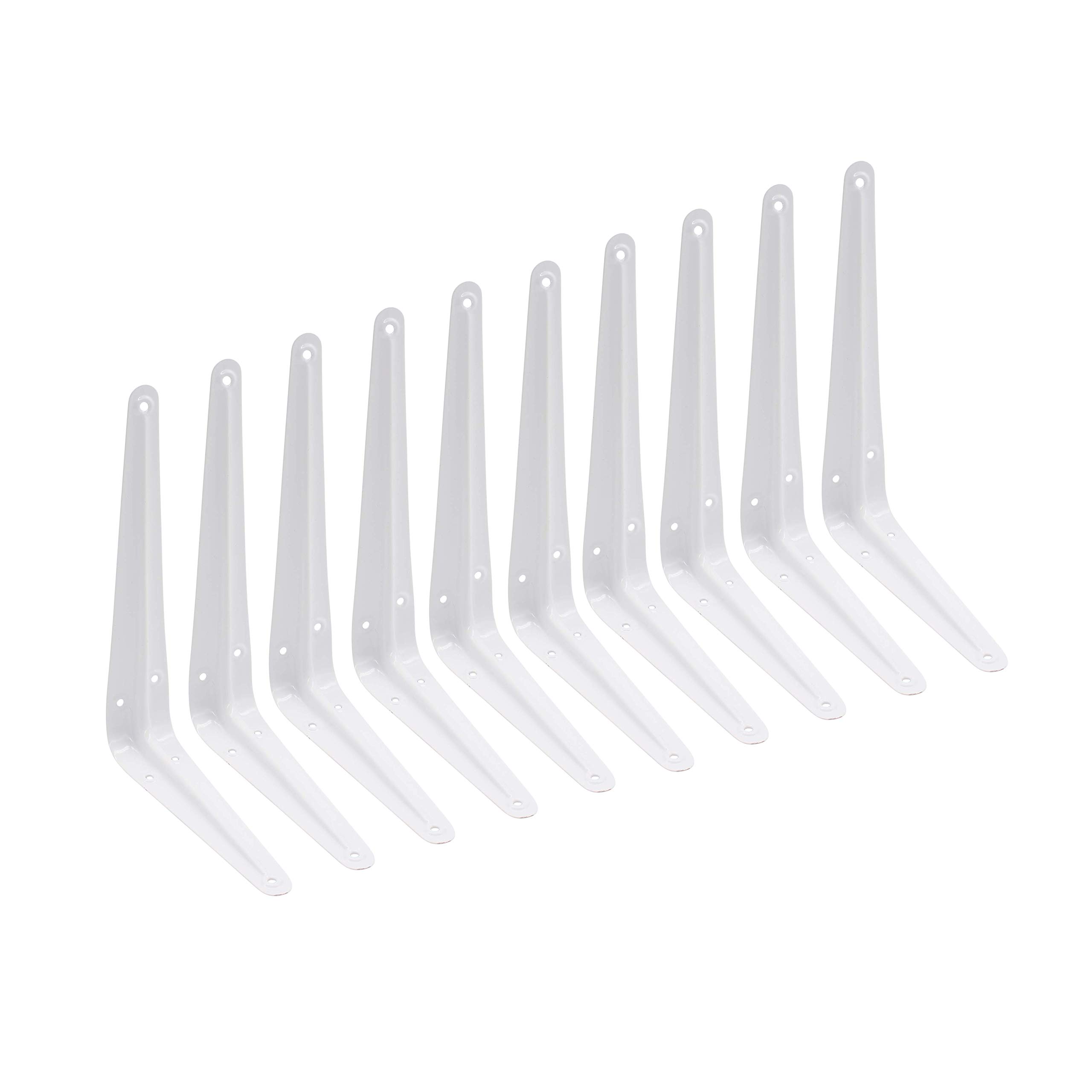 EAI London Shelf Brackets | White 200x150mm / 8x6 Inch Shelving Support Bracket | Pack of 10