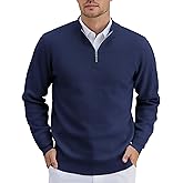 COOFANDY Mens Quarter Zip Pullover Slim Fit Lightweight Knit Pullover Sweaters Casual Polo Sweater