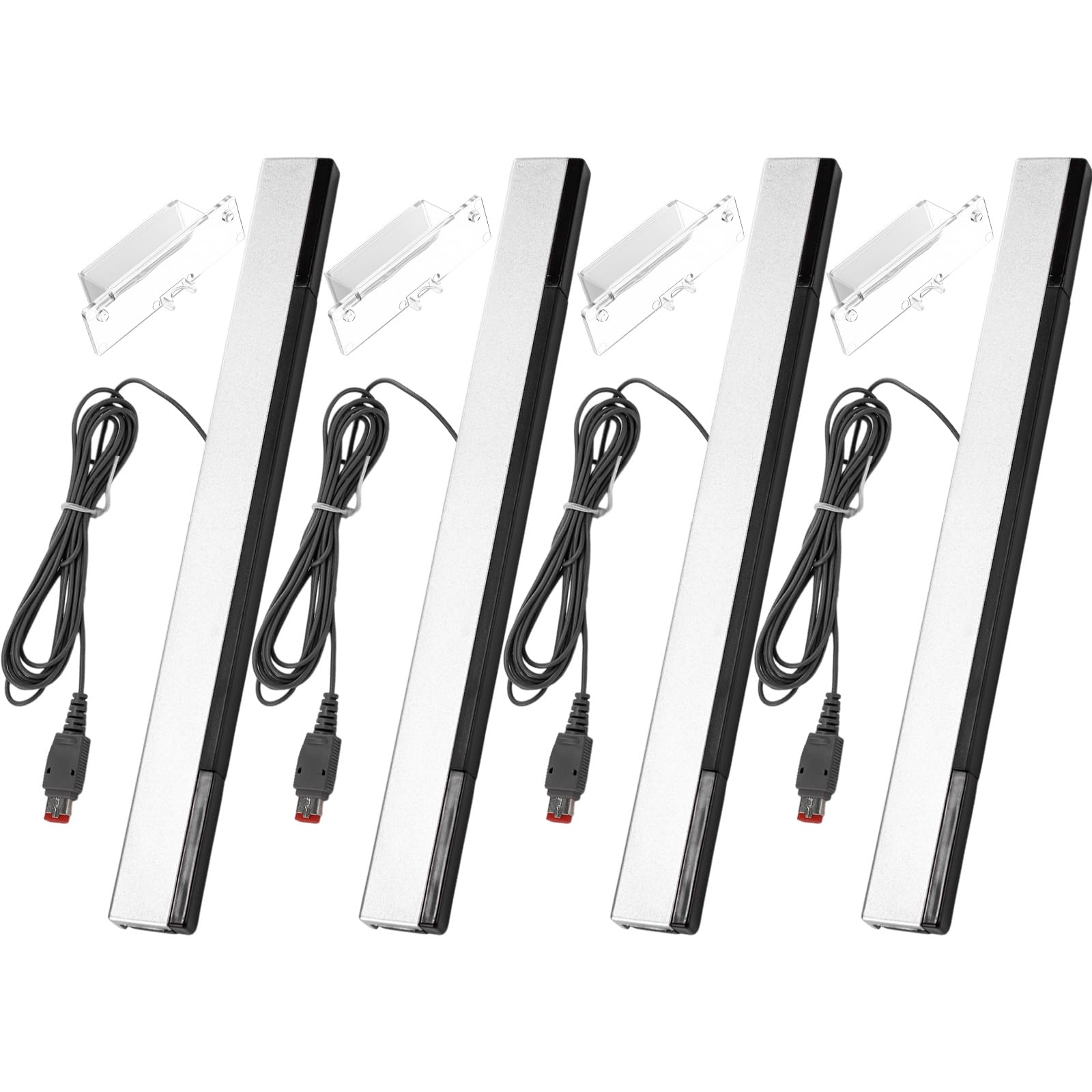 Copkim 4 Pcs Sensor Bar Compatible with Wii 6.6 ft Replacement Wired Infrared Ray Motion Sensor Bar Compatible with Nintendo Wii/U Console, Includes Clear Stands