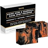 VALITIC Charcoal Kojic Acid Turmeric Black Soap Bar Dark Spot Remover for Body or Face Wash - 4 Pack
