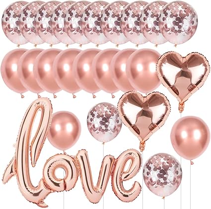 Ballons Love Rose Gold Ballons En Latex Feuille D Or Rose Ballons Coeur Amour Pour Anniversaire De Mariage Saint Valentin Decorations De Fete Amazon Fr Cuisine Maison