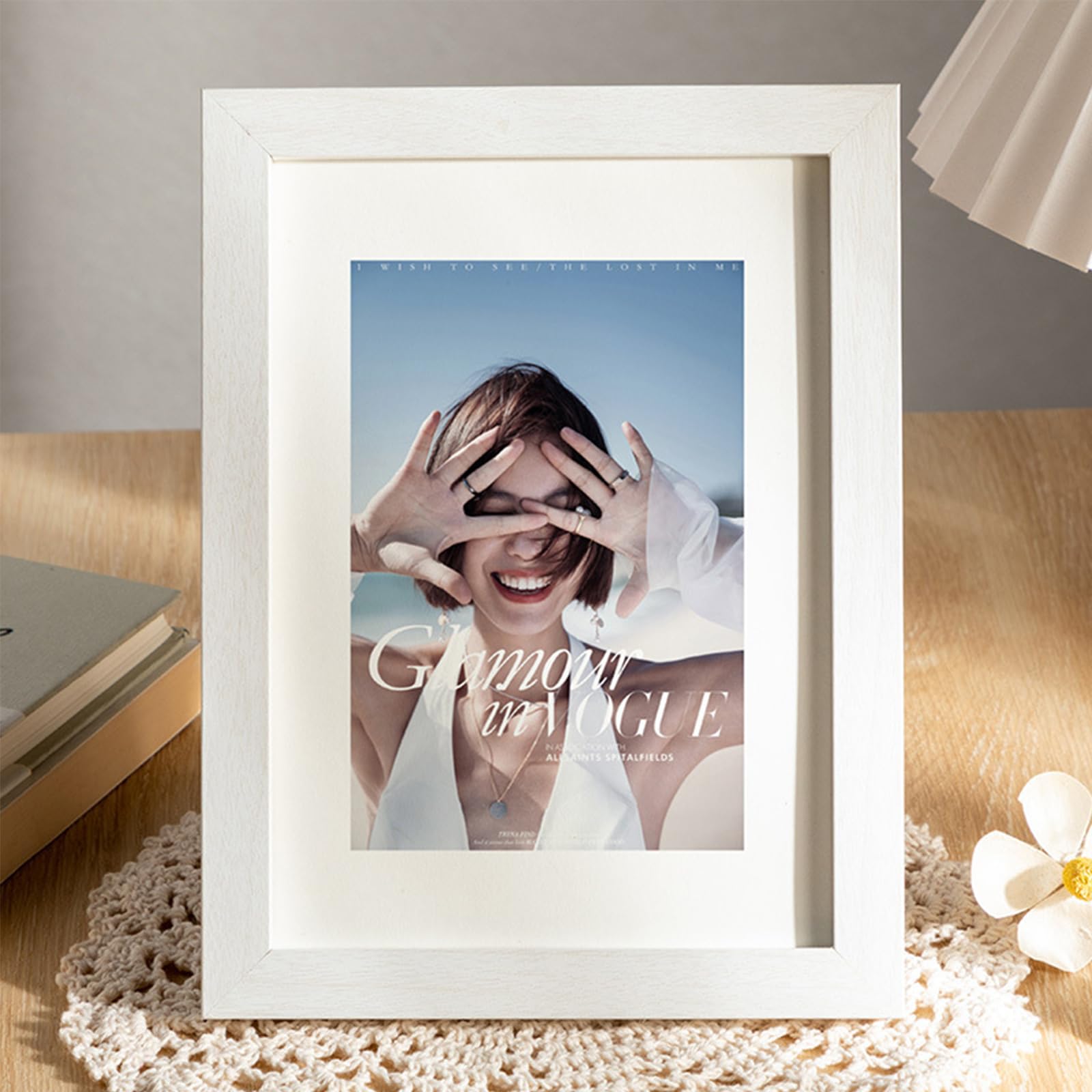 A4 Frame Wooden Picture Frames - Photo Frames for Desktop Display and Wall Mounting White A4 — image 1