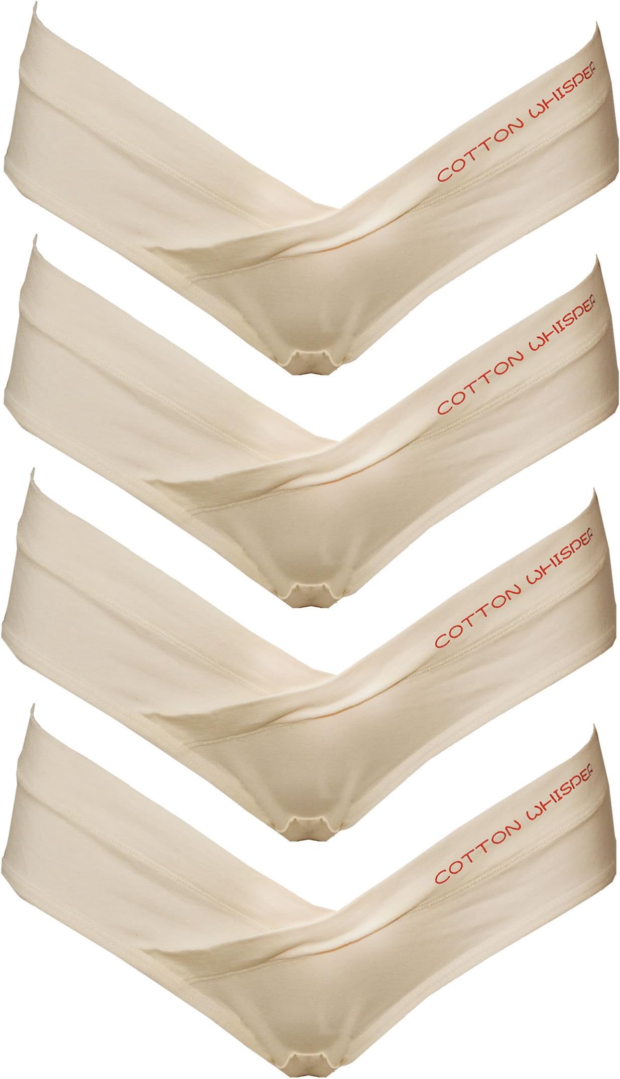 Cotton Whisper Women's & Pregnant 4 Pack Pure Cotton Comfy Low Rise Bikini Brief