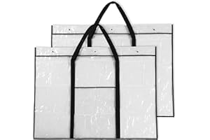 Windyun 2 Pack Large Poster Storage Bag 48" x 36" Bulletin Board Holder Art Portfolio Case PVC Art Portfolio Container Bulletin Board Storage Box with Pocket for Classroom Teacher Organization (Black)