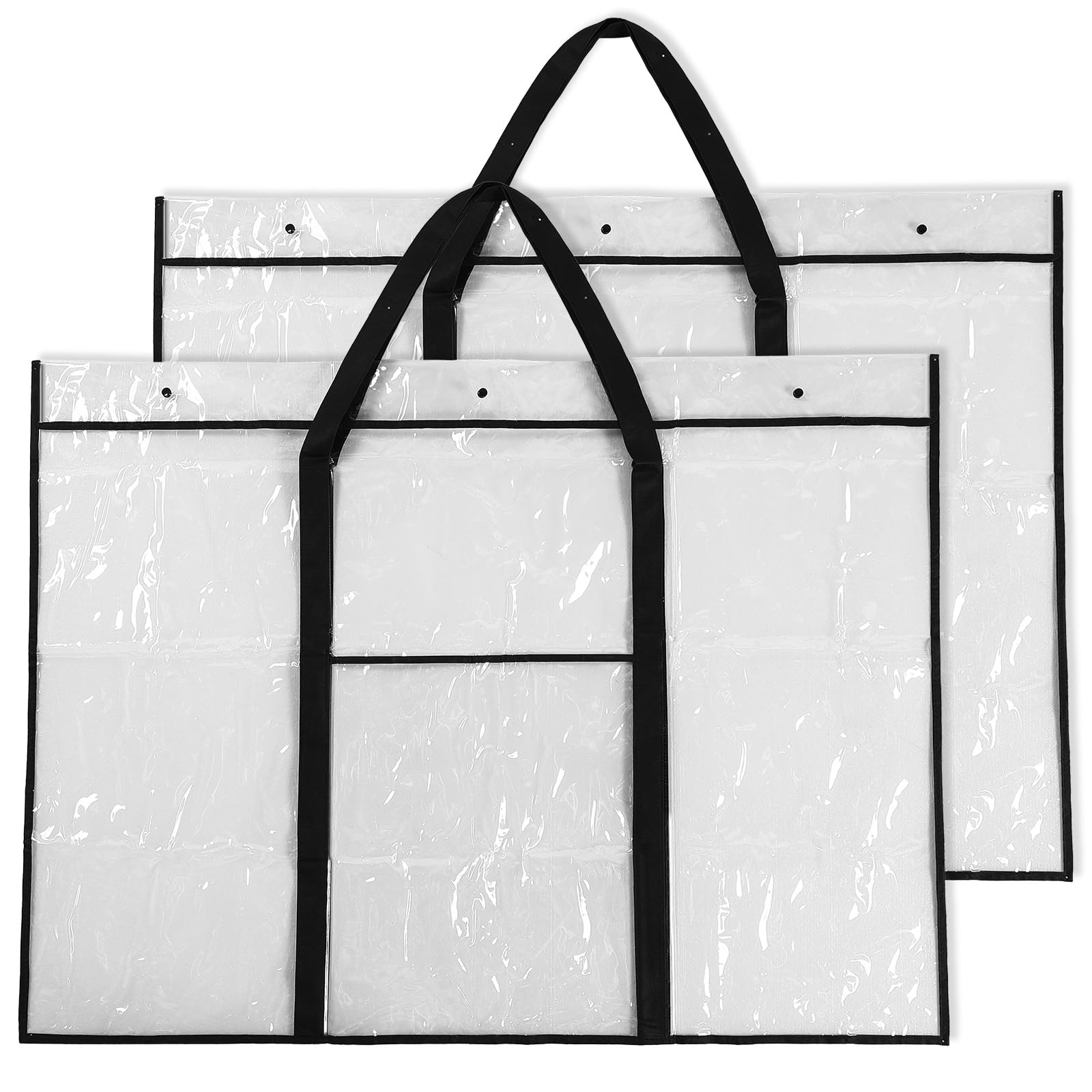 Photo 1 of Windyun 2 Pack Large Poster Storage Bag 48" x 36" Bulletin Board Holder Art Portfolio Case PVC Art Portfolio Container Bulletin Board Storage Box with Pocket for Classroom Teacher Organization (Black)