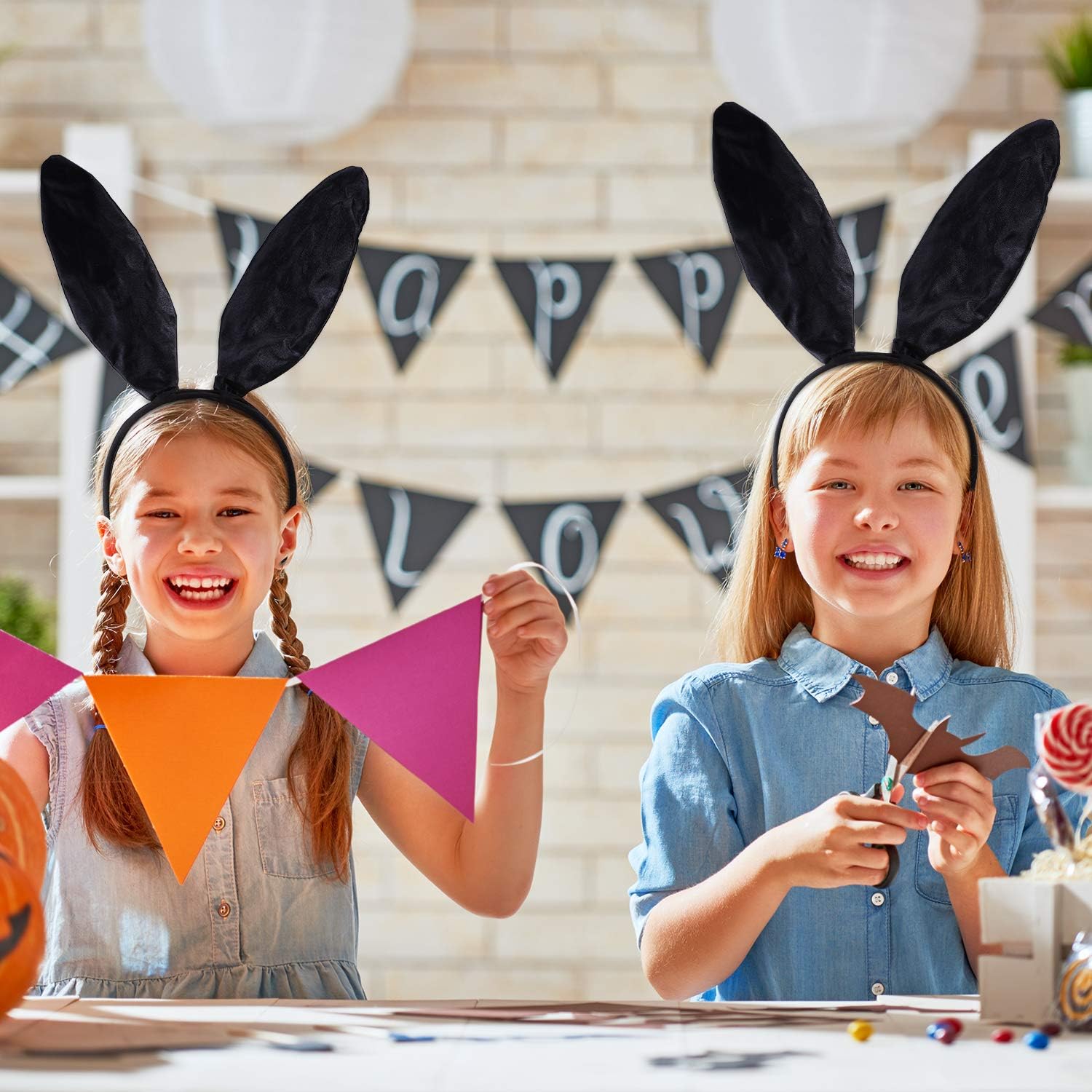 2 Pieces Bunny Ears Headband Rabbit Ear Hairband Masquerade Bunny Headband Costume Accessories for Halloween Christmas Party: Toys & Games