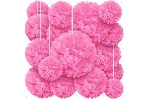 Pink Tissue Paper Pom Poms - Blush Pink Party Decorations for Birthdays, Baby Showers, Engagements, Weddings and Special Occa