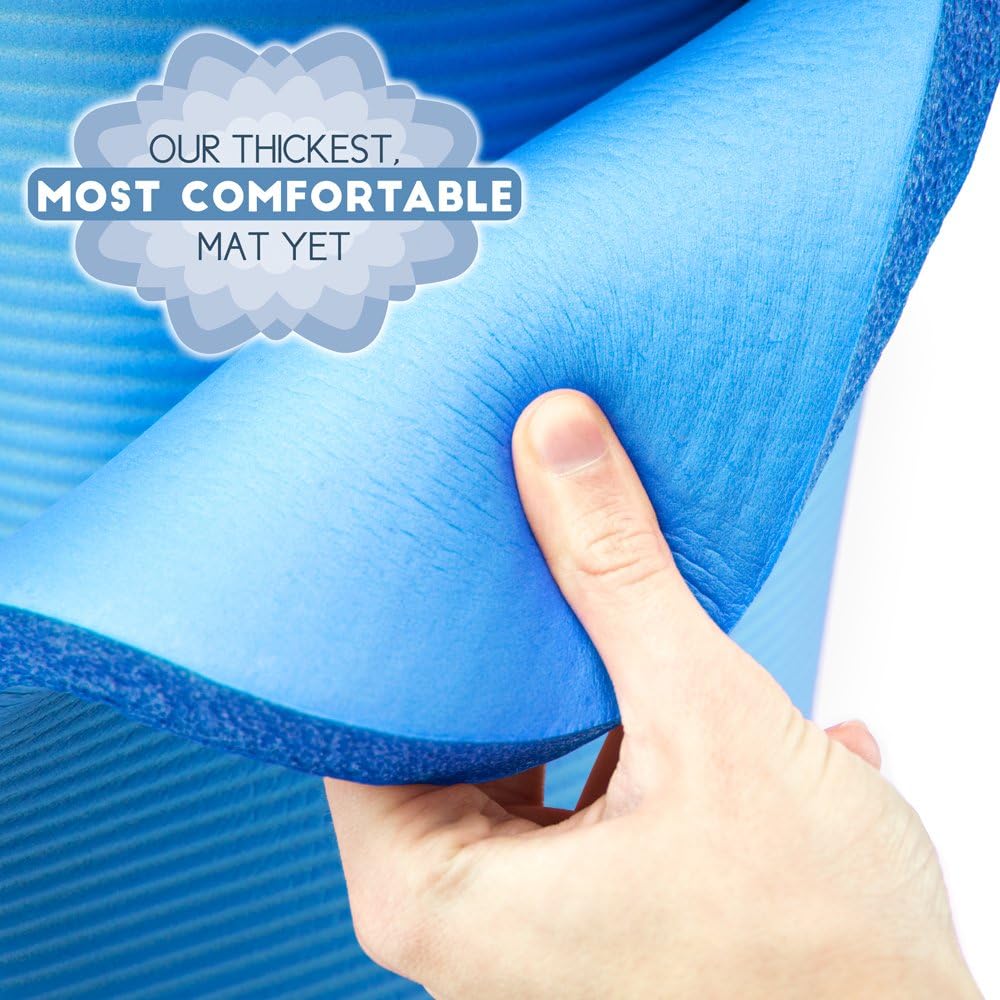 Yoga Cloud - Extra Thick 1" Exercise Mat with Shoulder Sling - 25mm Non-slip, Moisture-Resistant Foam Cushion for Pilates and Working Out - Ultra Balance & Support for Joint Health, & Physical Therapy : Sports & Outdoors