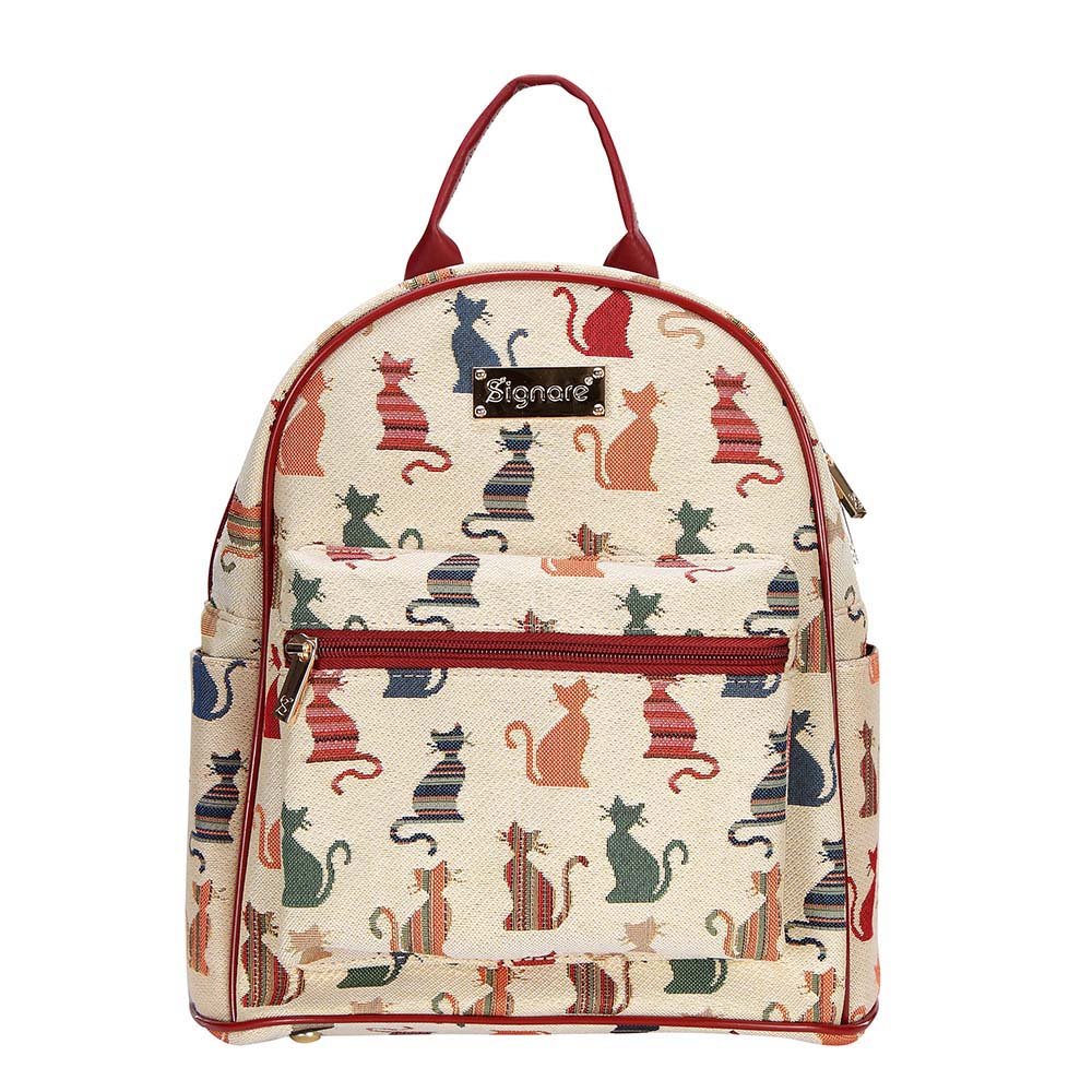 Signare Tapestry women Backpack Casual Daypack Colourful Cheeky Cats (DAPK -CHEKY), M, Cheek Cat