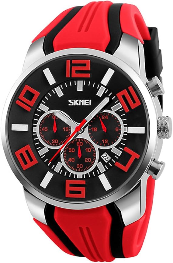 Amazon 男性用 スポーツ 腕時計 カレンダー 防水 時計 メンズカジュアルビジネスドレス 時計 高級ローマ 数字 シンプルなデザイン ファッション アナログクォーツ 腕時計 赤 腕時計 腕時計 通販