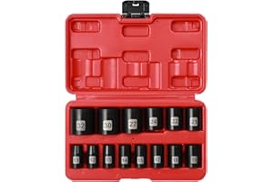 Mayouko 14 Pieces 1/2" Drive Shallow Metric Impact Socket Set, CR-V, 6 Point, 11mm to 32mm