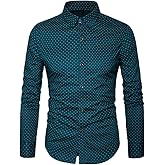 MUSE FATH Men's Printed Cotton Casual Long Sleeve Regular Fit Dress Shirt
