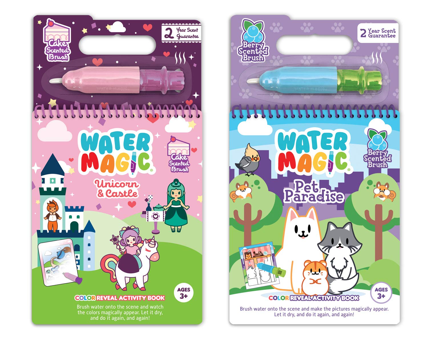 Water Magic - Patented Gourmet Scented Reusable Water Reveal Activity Books - No Mess, All Fun by Scentco (Unicorn and Pet Paradise)