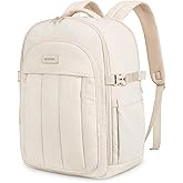 MOSISO 30L Travel Backpack for Women, Airline Approved Carry on Backpack with Shoe Compartment, Puffy Lightweight 15.6 inch Laptop Bag with 3 Front Pockets, Personal Item Travel Bag, Sand