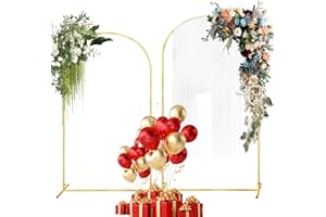 GILPWA 7.2FT, 6.6FT Set of 2 Wedding Arch Backdrop Stand, Gold Metal Balloon Arch Stand Stable Frame for Wedding Baby Shower Birthday Garden Arch Party Background Decoration, Gold