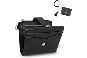 KNGITRYI Small Wallets Woman,Card Wallet Keychain Wristlet Wallets for Women RFID Card Holder with Coin Pocket & Id Window