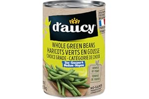 D'Aucy Whole Green Beans, Choice Grade, Source of Fibre, No Preservatives, Health and Delicious, Premium Quality, 398ml