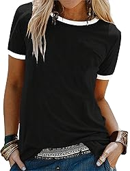 Remidoo Womens Crew Neck Tops Contrast Binding